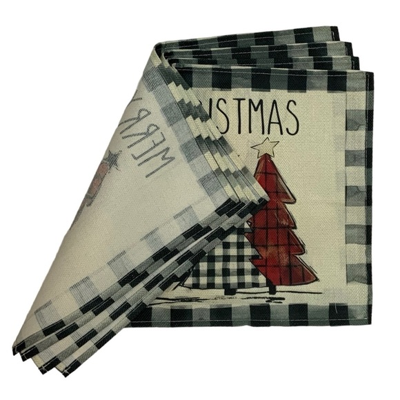 Christmas Placemats Primitive Farmhouse Buffalo Plaid Check Neutral  17.5 X 12 - Picture 5 of 14